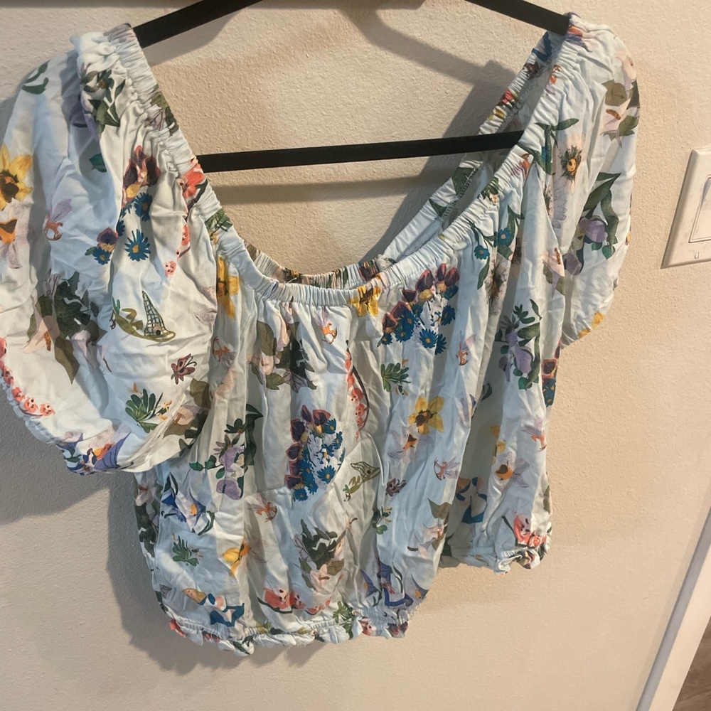 Disney Alice In Wonderland Multicolor Floral Puff Sleeve Blouse‎ Size 3x